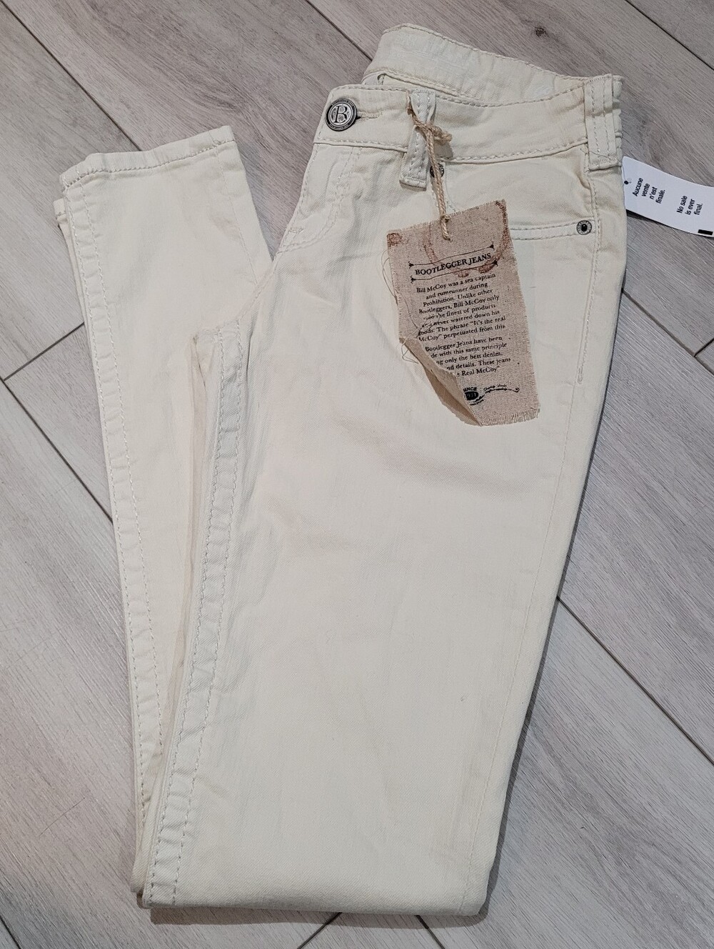 Bootlegger Women's 2000's Paradise Low Rise Cream Skinny Jeans 28x33 Y2K NEW